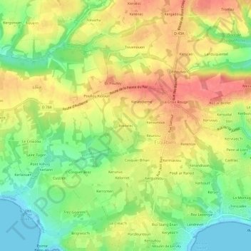 Brenelec topographic map, elevation, terrain