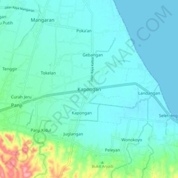 Kapongan topographic map, elevation, terrain
