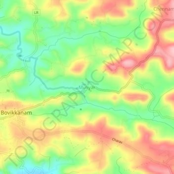 Muliyar topographic map, elevation, terrain
