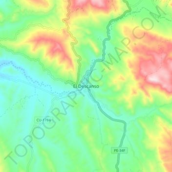 El Descanso topographic map, elevation, terrain