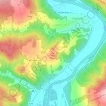 Krąg topographic map, elevation, terrain