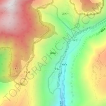 Nanren topographic map, elevation, terrain