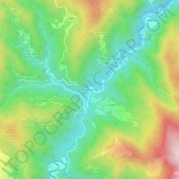 Pontestrambo topographic map, elevation, terrain