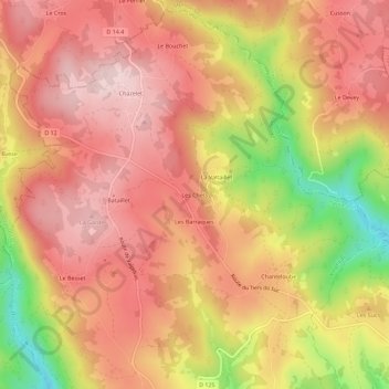 Les Chets topographic map, elevation, terrain