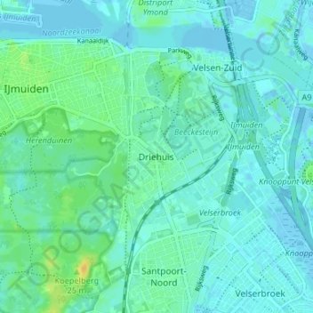 Driehuis topographic map, elevation, terrain