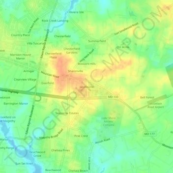 Jacobsville topographic map, elevation, terrain