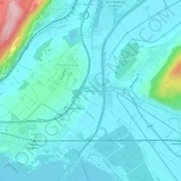 Closel Bourbon topographic map, elevation, terrain