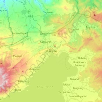 Marawi topographic map, elevation, terrain