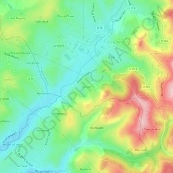 Le Colin topographic map, elevation, terrain