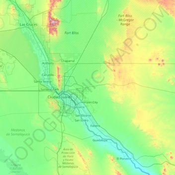 El Paso topographic map, elevation, terrain