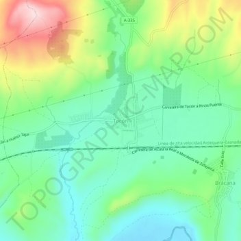 Tocón topographic map, elevation, terrain