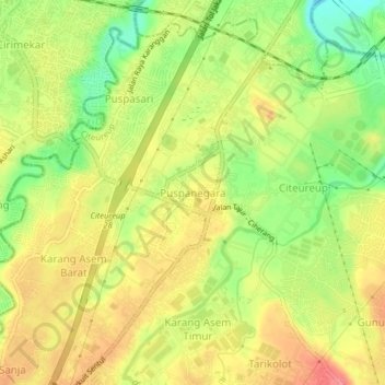 Puspanegara topographic map, elevation, terrain