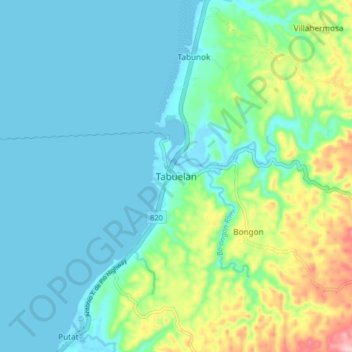 Tabuelan topographic map, elevation, terrain