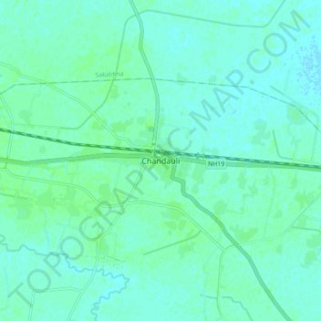 Chandauli topographic map, elevation, terrain