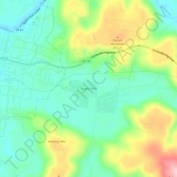 Sparta Hills topographic map, elevation, terrain