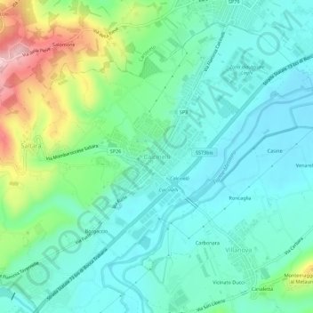 Calcinelli topographic map, elevation, terrain