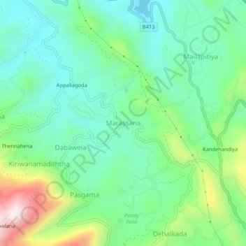 Marassana topographic map, elevation, terrain