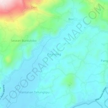 Parinding topographic map, elevation, terrain