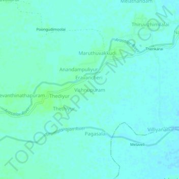 Vishnupuram topographic map, elevation, terrain