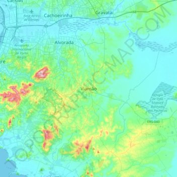 Viamão topographic map, elevation, terrain
