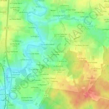 La Flocterie topographic map, elevation, terrain