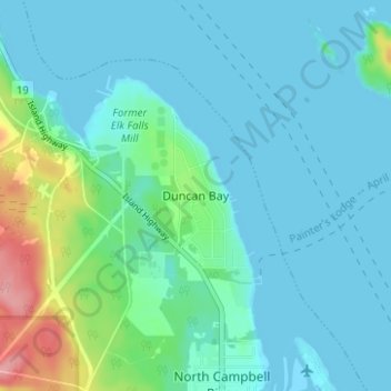 Duncan Bay topographic map, elevation, terrain