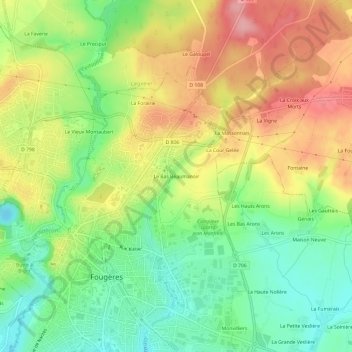 Le Bas Beaumanoir topographic map, elevation, terrain