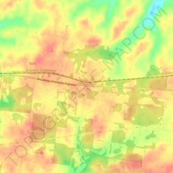 Tennessee City topographic map, elevation, terrain