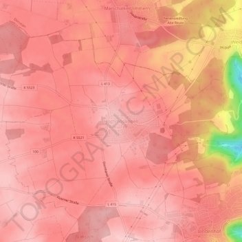Hochmössingen topographic map, elevation, terrain