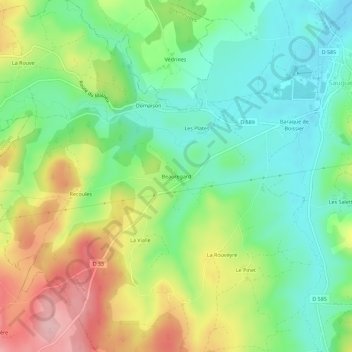 Beauregard topographic map, elevation, terrain