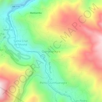 Quinhuaragra topographic map, elevation, terrain