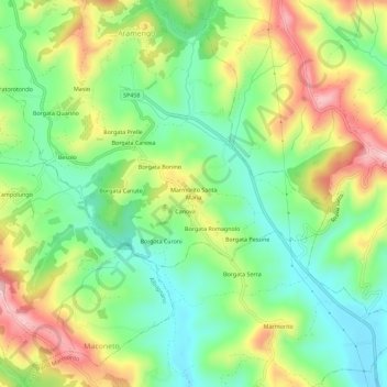 Marmorito Santa Maria topographic map, elevation, terrain