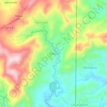 Binaliw topographic map, elevation, terrain