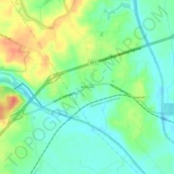 Moncure topographic map, elevation, terrain