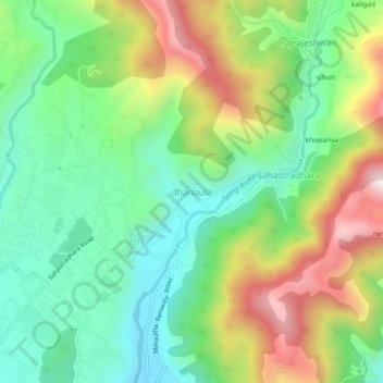 dhanaula topographic map, elevation, terrain
