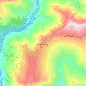 Kalimpong topographic map, elevation, terrain