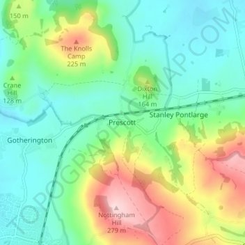 Prescott topographic map, elevation, terrain