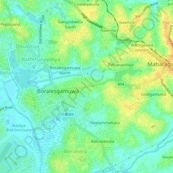 Pirivena Junction topographic map, elevation, terrain