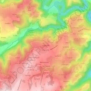 Longevialle topographic map, elevation, terrain