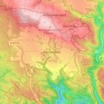 Rathewalde topographic map, elevation, terrain