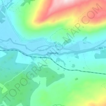 Dalmally topographic map, elevation, terrain