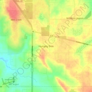 Humpty Doo topographic map, elevation, terrain