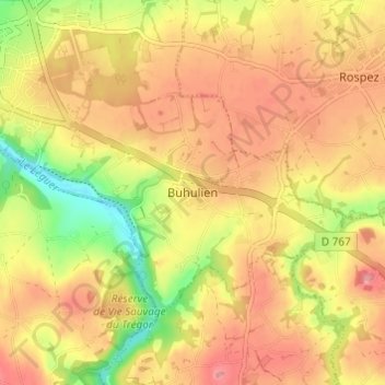 Buhulien topographic map, elevation, terrain