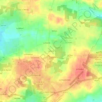 La Hutte topographic map, elevation, terrain