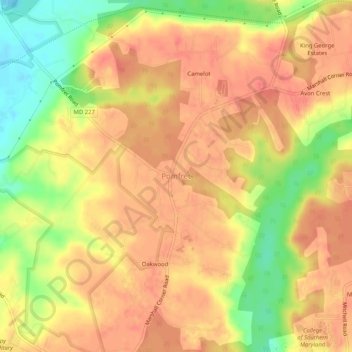 Pomfret topographic map, elevation, terrain