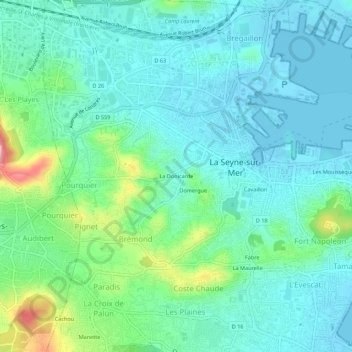 La Donicarde topographic map, elevation, terrain