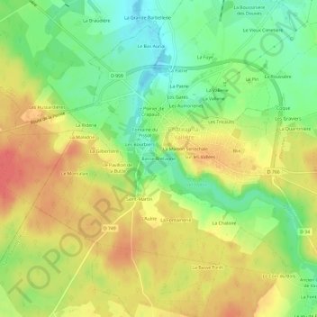 Basse-Bretagne topographic map, elevation, terrain