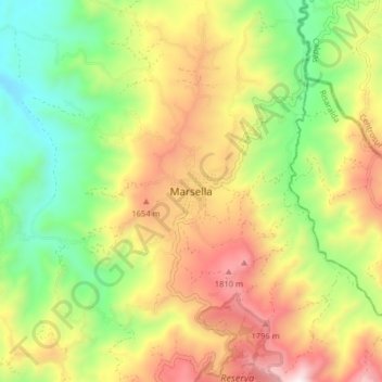 Marsella topographic map, elevation, terrain