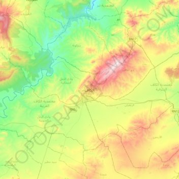 Le Kef topographic map, elevation, terrain