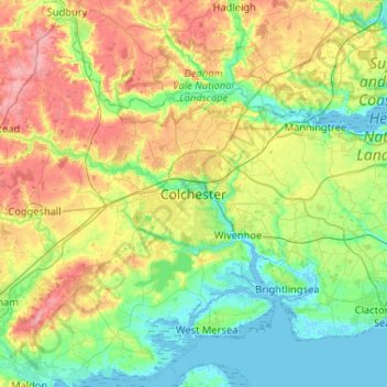 Colchester topographic map, elevation, terrain